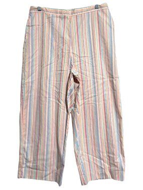 Vintage Alfred Dunner Striped Capri Pants Womens Size 14 Multicolor Pull-On Summ